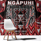 Aotearoa Ngapuhi Window Curtain Maori Red Tribal Paua Shell Pattern