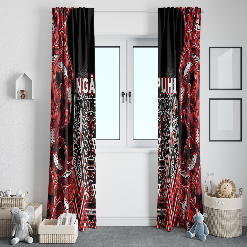 Aotearoa Ngapuhi Window Curtain Maori Red Tribal Paua Shell Pattern