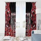 Aotearoa Ngapuhi Window Curtain Maori Red Tribal Paua Shell Pattern