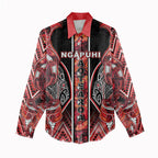 Aotearoa Ngapuhi Women Casual Shirt Maori Red Tribal Paua Shell Pattern
