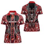 Aotearoa Ngapuhi Women Polo Shirt Maori Red Tribal Paua Shell Pattern