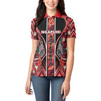 Aotearoa Ngapuhi Women Polo Shirt Maori Red Tribal Paua Shell Pattern