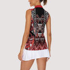 Aotearoa Ngapuhi Women Sleeveless Polo Shirt Maori Red Tribal Paua Shell Pattern
