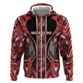 Aotearoa Ngapuhi Zip Hoodie Maori Red Tribal Paua Shell Pattern