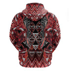 Aotearoa Ngapuhi Zip Hoodie Maori Red Tribal Paua Shell Pattern