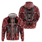 Aotearoa Ngapuhi Zip Hoodie Maori Red Tribal Paua Shell Pattern