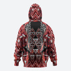 Aotearoa Ngapuhi Zip Hoodie Maori Red Tribal Paua Shell Pattern