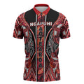 Aotearoa Ngapuhi Zipper Polo Shirt Maori Red Tribal Paua Shell Pattern
