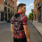 Aotearoa Ngapuhi Zipper Polo Shirt Maori Red Tribal Paua Shell Pattern