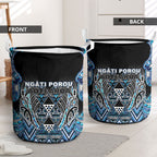 Aotearoa Ngati Porou Laundry Basket Maori Light Blue Tribal Paua Shell Pattern