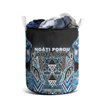 Aotearoa Ngati Porou Laundry Basket Maori Light Blue Tribal Paua Shell Pattern