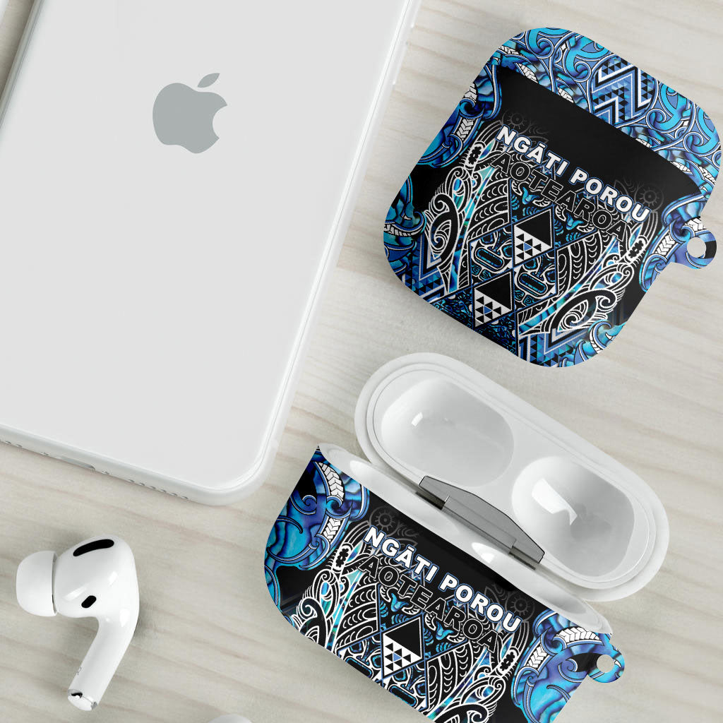 Aotearoa Ngati Porou AirPods Case Maori Light Blue Tribal Paua Shell Pattern