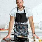 Aotearoa Ngati Porou Apron Maori Light Blue Tribal Paua Shell Pattern