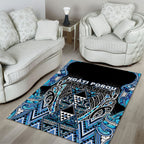 Aotearoa Ngati Porou Area Rug Maori Light Blue Tribal Paua Shell Pattern
