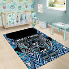 Aotearoa Ngati Porou Area Rug Maori Light Blue Tribal Paua Shell Pattern