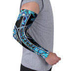 Aotearoa Ngati Porou Arm Sleeves Maori Light Blue Tribal Paua Shell Pattern