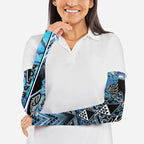 Aotearoa Ngati Porou Arm Sleeves Maori Light Blue Tribal Paua Shell Pattern