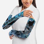 Aotearoa Ngati Porou Arm Sleeves Maori Light Blue Tribal Paua Shell Pattern