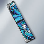Aotearoa Ngati Porou Auto Sun Shade Maori Light Blue Tribal Paua Shell Pattern