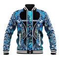 Aotearoa Ngati Porou Baseball Jacket Maori Light Blue Tribal Paua Shell Pattern