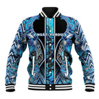 Aotearoa Ngati Porou Baseball Jacket Maori Light Blue Tribal Paua Shell Pattern