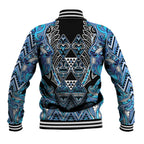 Aotearoa Ngati Porou Baseball Jacket Maori Light Blue Tribal Paua Shell Pattern
