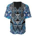 Aotearoa Ngati Porou Baseball Jersey Maori Light Blue Tribal Paua Shell Pattern