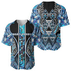 Aotearoa Ngati Porou Baseball Jersey Maori Light Blue Tribal Paua Shell Pattern