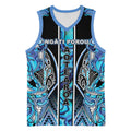 Aotearoa Ngati Porou Basketball Jersey Maori Light Blue Tribal Paua Shell Pattern