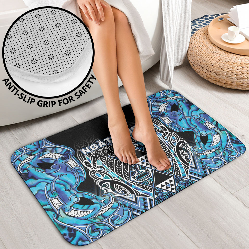 Aotearoa Ngati Porou Bathroom Set Maori Light Blue Tribal Paua Shell Pattern