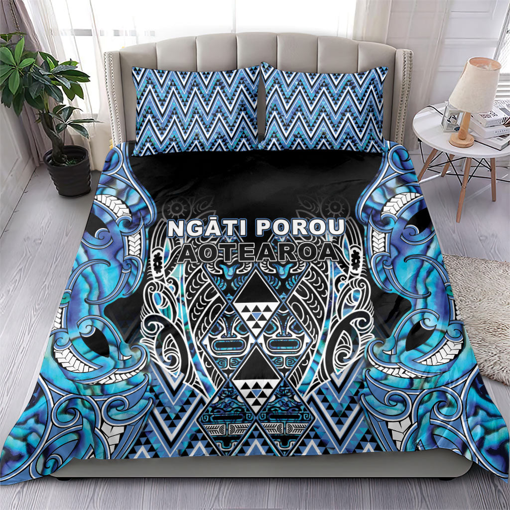 Aotearoa Ngati Porou Bedding Set Maori Light Blue Tribal Paua Shell Pattern