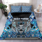 Aotearoa Ngati Porou Bedding Set Maori Light Blue Tribal Paua Shell Pattern