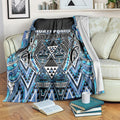 Aotearoa Ngati Porou Blanket Maori Light Blue Tribal Paua Shell Pattern