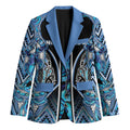 Aotearoa Ngati Porou Blazer Maori Light Blue Tribal Paua Shell Pattern