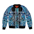 Aotearoa Ngati Porou Bomber Jacket Maori Light Blue Tribal Paua Shell Pattern