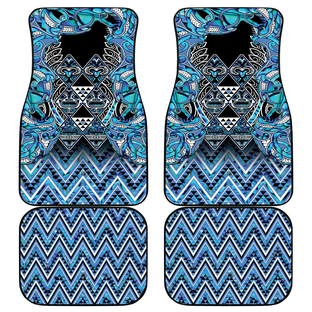 Aotearoa Ngati Porou Car Mats Maori Light Blue Tribal Paua Shell Pattern
