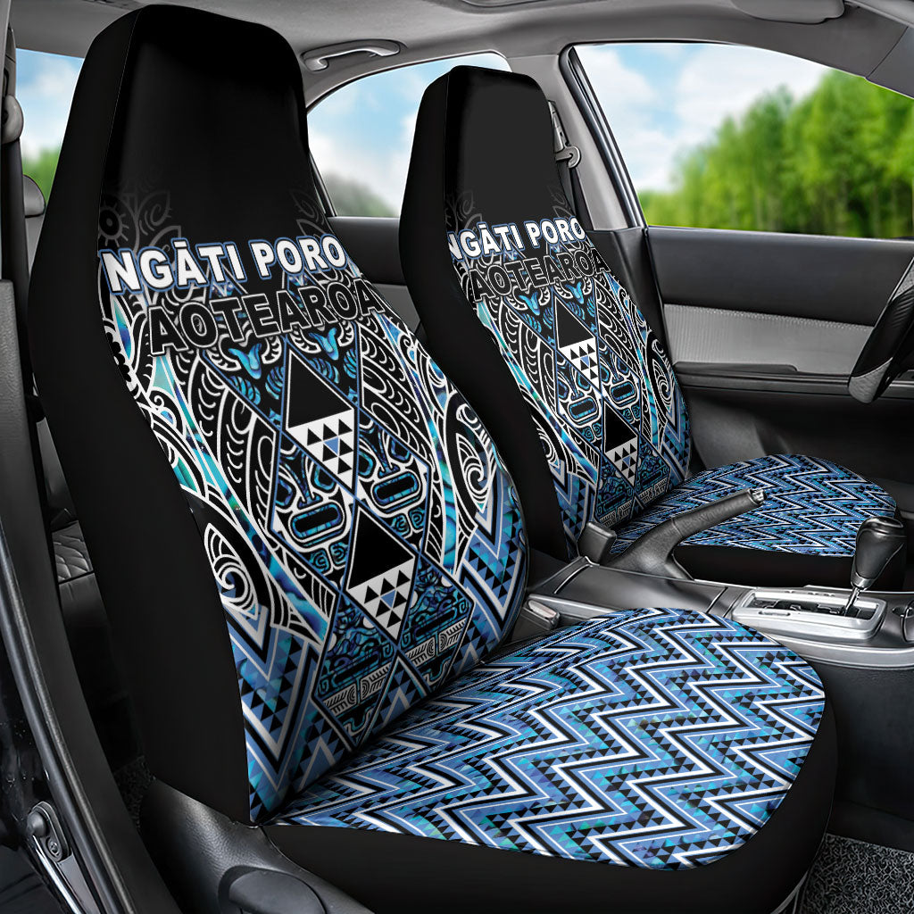 Aotearoa Ngati Porou Car Seat Cover Maori Light Blue Tribal Paua Shell Pattern