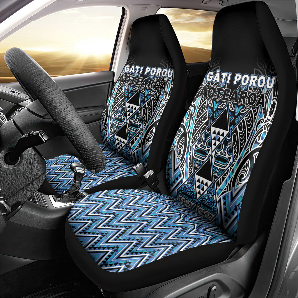 Aotearoa Ngati Porou Car Seat Cover Maori Light Blue Tribal Paua Shell Pattern