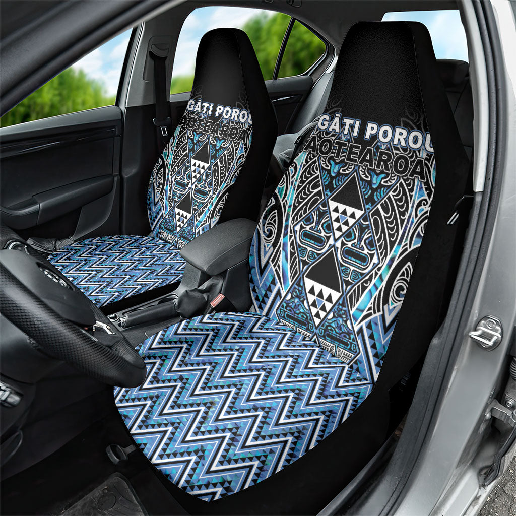 Aotearoa Ngati Porou Car Seat Cover Maori Light Blue Tribal Paua Shell Pattern