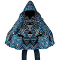 Aotearoa Ngati Porou Cloak Maori Light Blue Tribal Paua Shell Pattern