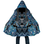 Aotearoa Ngati Porou Cloak Maori Light Blue Tribal Paua Shell Pattern