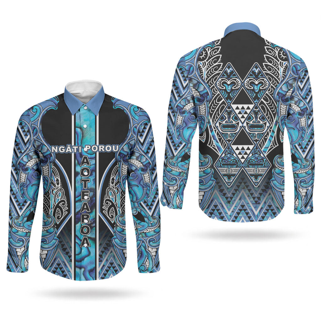Aotearoa Ngati Porou Couples Matching Short Sleeve Bodycon Dress and Long Sleeve Button Shirt Maori Light Blue Tribal Paua Shell Pattern
