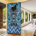 Aotearoa Ngati Porou Door Cover Maori Light Blue Tribal Paua Shell Pattern