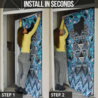 Aotearoa Ngati Porou Door Cover Maori Light Blue Tribal Paua Shell Pattern