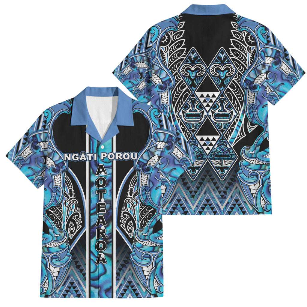 Aotearoa Ngati Porou Family Matching Puletasi and Hawaiian Shirt Maori Light Blue Tribal Paua Shell Pattern