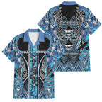 Aotearoa Ngati Porou Family Matching Puletasi and Hawaiian Shirt Maori Light Blue Tribal Paua Shell Pattern