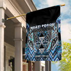 Aotearoa Ngati Porou Garden Flag Maori Light Blue Tribal Paua Shell Pattern