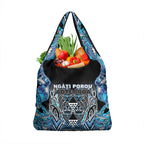 Aotearoa Ngati Porou Grocery Bag Maori Light Blue Tribal Paua Shell Pattern