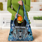 Aotearoa Ngati Porou Grocery Bag Maori Light Blue Tribal Paua Shell Pattern