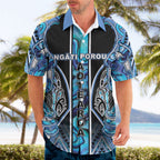 Aotearoa Ngati Porou Hawaiian Shirt Maori Light Blue Tribal Paua Shell Pattern